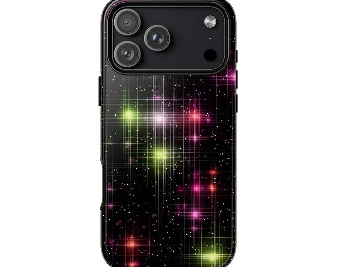 Star Grid Green Pink Glitch Phone Case: iPhone, Galaxy, Pixel - Lifetime Warranty