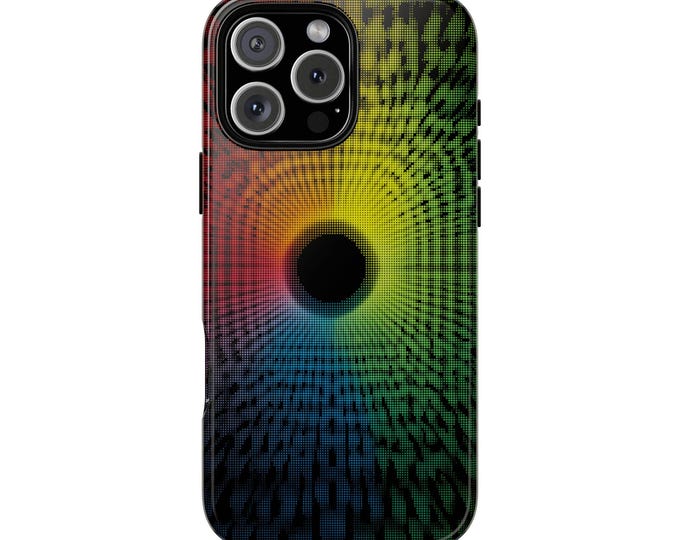 Iridescent Neon Spectrum Circle Optical Phone Case: iPhone, Galaxy, Pixel - Lifetime Warranty