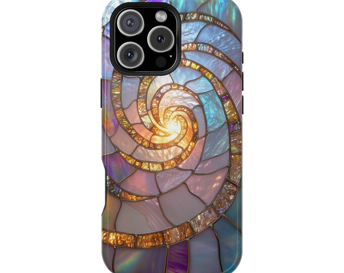 Pearlescent Gold Purple Stained Glass Teal Phone Case: iPhone, Galaxy, Pixel - Lifetime Warranty