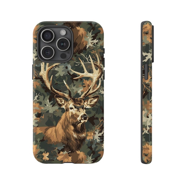 Copy of Phone Case for Galaxy, iPhone, Pixel | Elk Buck Deer Hunting Camo Camping Green Camouflage Design | Dual Layer Tough Cover Protector