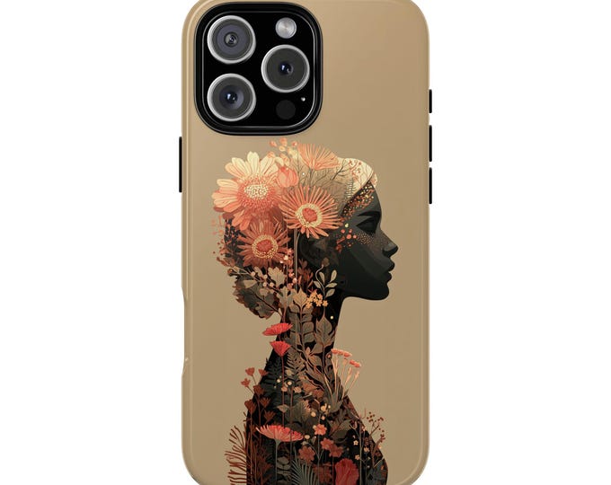 Floral Silhouette Woman Flower Girl Beauty Phone Case: Tough Cover for iPhone (MagSafe Compatible), Samsung Galaxy, Pixel