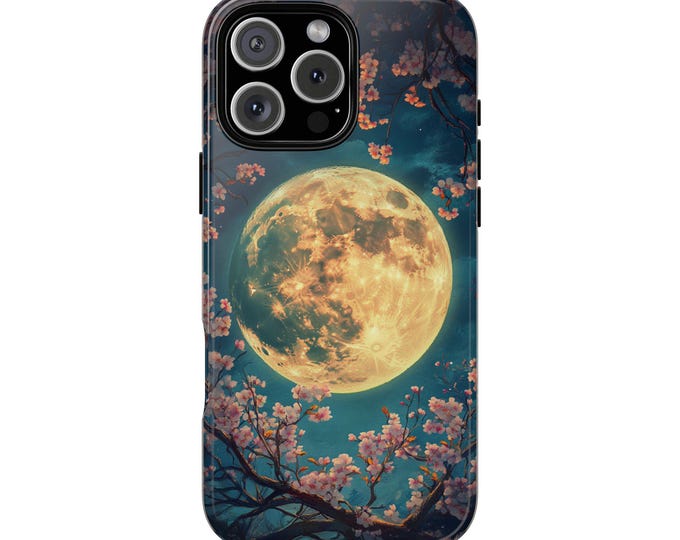 Moonlit Cherry Blossoms Serenity Sky Phone Case: iPhone, Galaxy, Pixel - Lifetime Warranty