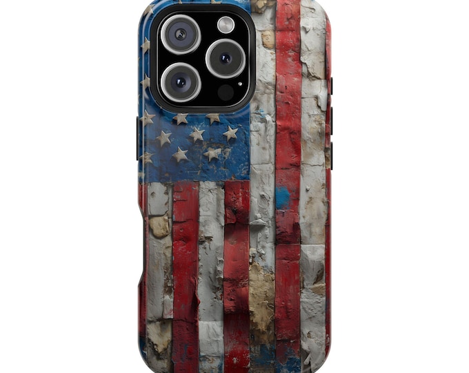 Abstract American USA Flag Concrete Paint Phone Case: iPhone, Galaxy, Pixel - Lifetime Warranty