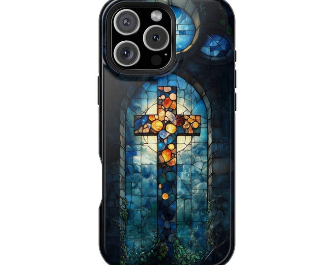 Genesis Renaissance Cross Stained Glass Phone Case: iPhone, Galaxy, Pixel - Lifetime Warranty