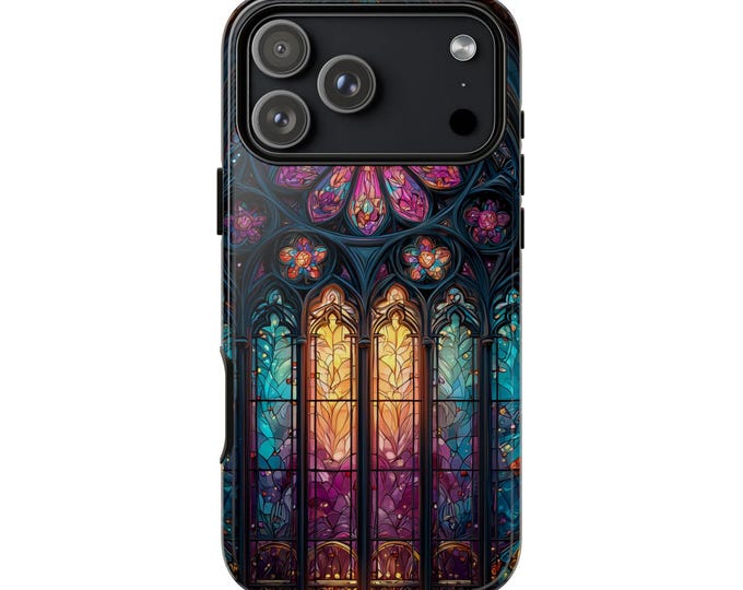 Gothic Stained Glass Radiant Cathedral Phone Case: iPhone, Galaxy, Pixel - Lifetime Warranty