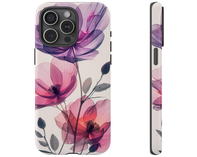 Purple Pink Watercolor Floral Painting Flower Art Phone Case: iPhone, Samsung Galaxy, Google Pixel