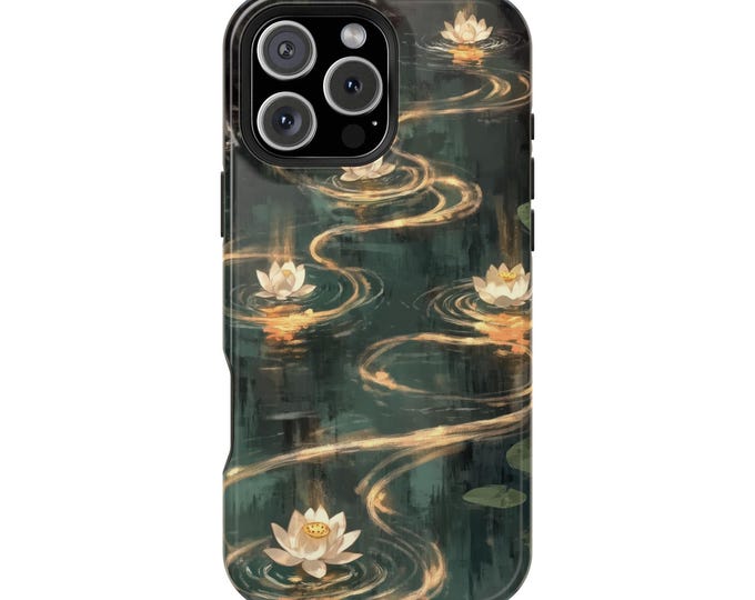 Lotus Lily Flower Glow Jade Green River Phone Case: iPhone, Galaxy, Pixel - Lifetime Warranty