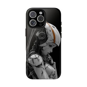 Female Robot Android Black White Suit - Phone Case for iPhone 16 16e 15 14 13 12 11 Pro Max Samsung Galaxy S25 S24 S23 S22 Pixel 9 9a