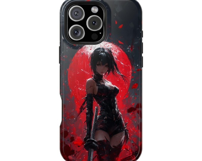 Anime Girl Warrior Sword Scarlet Red Phone Case: iPhone, Galaxy, Pixel - Lifetime Warranty