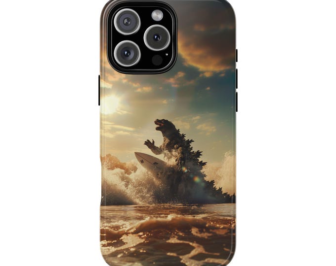 Surfzilla Kaiju Monster Surfing Beach Waves Phone Case: iPhone, Galaxy, Pixel - Lifetime Warranty