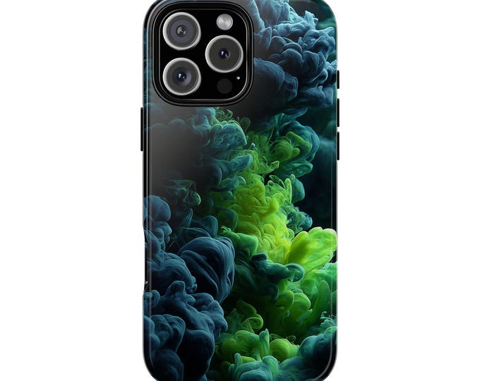 Dark Green Neon Smoke Bloom Ink Phone Case: iPhone, Galaxy, Pixel - MagSafe Compatible
