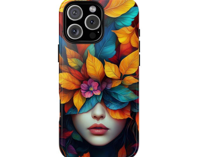 Vivid Leaf Beautiful Woman Flowers Girl Leaves Art Phone Case: iPhone, Samsung Galaxy, Google Pixel