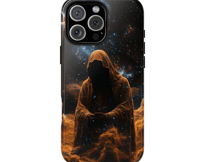 Cosmic Ancient Wanderer Hooded Nebula Phone Case: Tough Cover for iPhone (MagSafe Compatible), Samsung Galaxy, Pixel