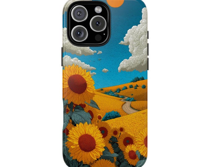 Golden Sunflowers Vibrant Flower Field Phone Case: iPhone, Galaxy, Pixel - Lifetime Warranty