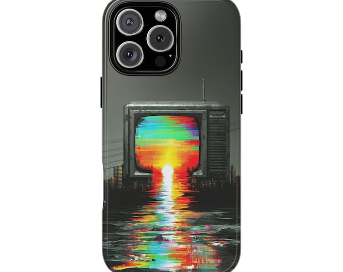 Gray TV Distortion Colorful Waveform Phone Case: iPhone, Galaxy, Pixel - Lifetime Warranty