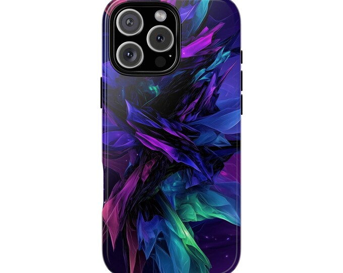 Crystalline Neon Blue Pink Abstract Phone Case: iPhone, Galaxy, Pixel - Lifetime Warranty