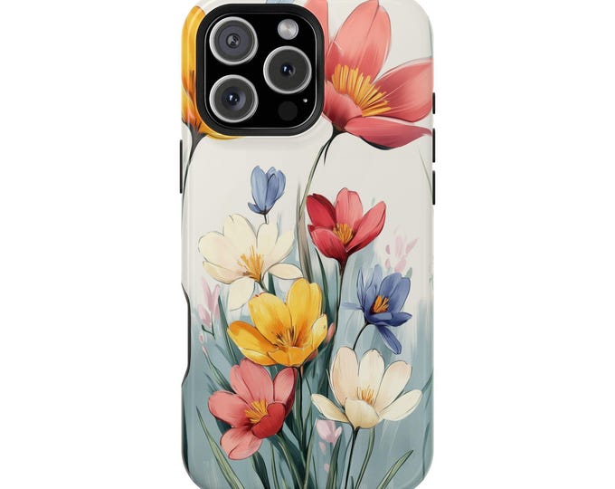 Bright Spring Flowers Pink Yellow Sketch Phone Case for iPhone | Samsung Galaxy | Google Pixel