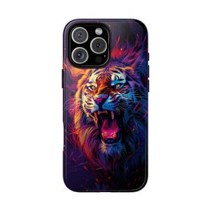 Fierce Tiger Roaring Neon Abstract Colors Phone Case - Lifetime Warranty