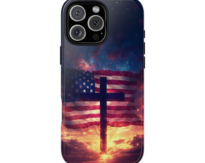 USA Patriot Christian Cross American Faith Phone Case: iPhone, Galaxy, Pixel - Lifetime Warranty