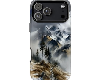 Snow Mountain Forest Trees Watercolor | Phone Ink Case | Custom Made Cover | Lifetime Warranty
