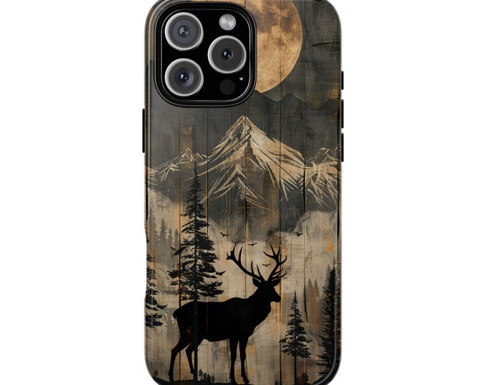 Deer Stag Buck Wilderness Wood Painting Phone Case: iPhone, Galaxy, Pixel - Lifetime Warranty