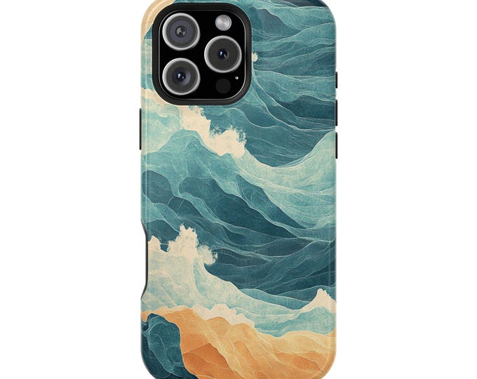 Blue Sea Waves Abstract Teal Water Phone Case: iPhone, Galaxy, Pixel - Lifetime Warranty