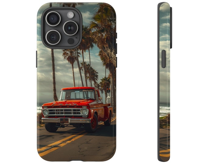 Old School Red Pickup Truck 1966 Phone Case: iPhone, Galaxy, Pixel - Lifetime Warranty