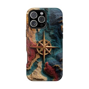 Western Abstract Topography Sun Compass Map - Phone Case for iPhone 16 16e 15 14 13 12 11 Pro Max Samsung Galaxy S25 S24 S23 S22 Pixel 9 9a