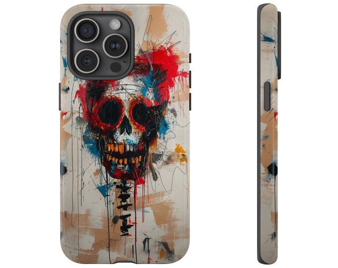 Scratch Skull Painting Abstract Drawing Phone Case: iPhone, Galaxy, Pixel - Lifetime Warranty