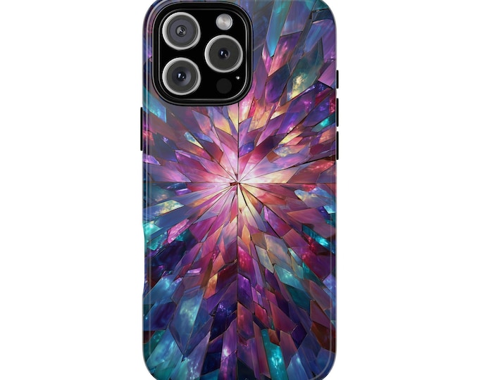 Radial Fractal Starburst Pink Blue Phone Case: iPhone, Galaxy, Pixel - Lifetime Warranty