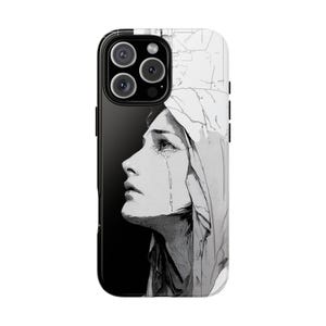 Veiled Virgin Mary Black White Art - Phone Cover Case for iPhone | Samsung Galaxy | Pixel