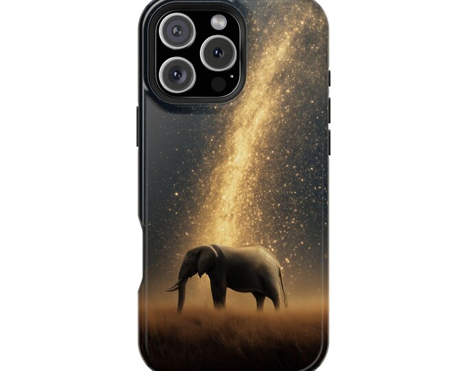 Elephant Golden Galaxies Stars Night Sky Phone Case: iPhone, Galaxy, Pixel - Lifetime Warranty
