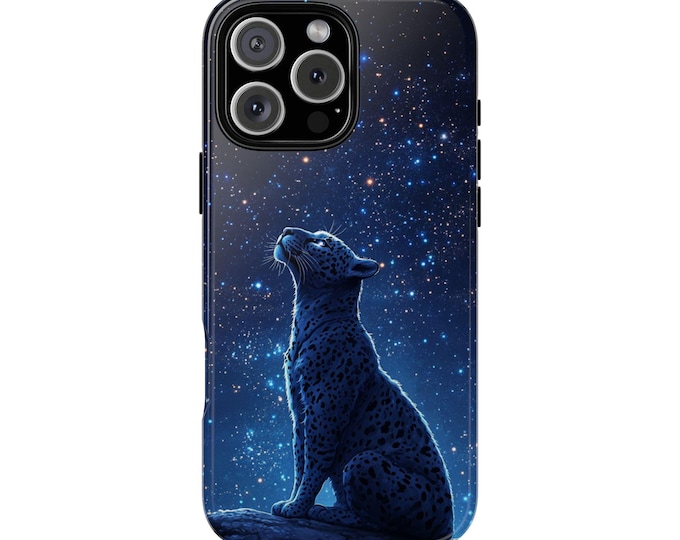 Jaguar Gazing at Starry Night Sky Glow Phone Case: iPhone, Galaxy, Pixel - Lifetime Warranty