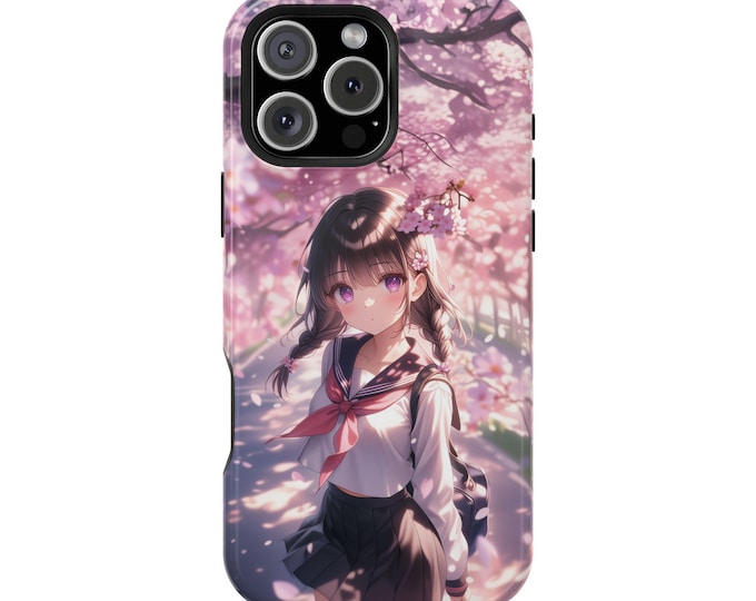 Anime Schoolgirl Uniform Cherry Blossom Phone Case: iPhone, Galaxy, Pixel - Lifetime Warranty
