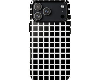 Phone Ink - Black White Optical Line Grid Case: iPhone | Galaxy | Pixel - Lifetime Warranty