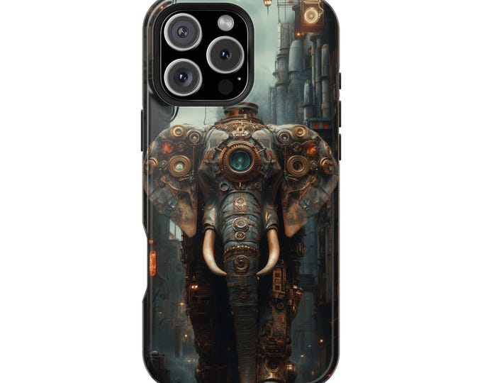 Elephant Steampunk Mechanical Gears Phone Case: iPhone, Galaxy, Pixel - Lifetime Warranty