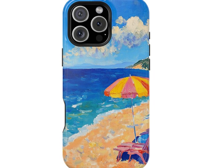 Summer Beach Oil Painting Umbrella Phone Case: iPhone, Galaxy, Pixel - Lifetime Warranty