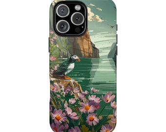 Puffin Bird Flowers Lake Phone Case for iPhone | Samsung Galaxy | Google Pixel