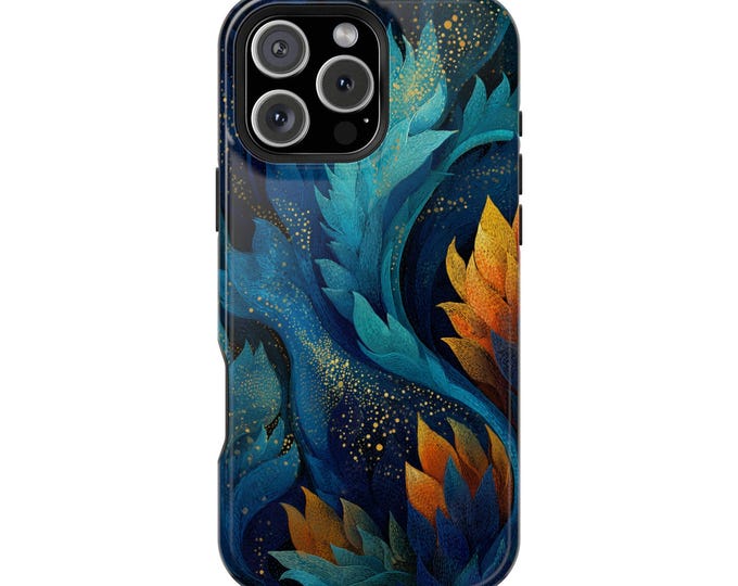 Blue Electric Teal Abstract Floral Pattern Phone Case: iPhone, Galaxy, Pixel - Lifetime Warranty