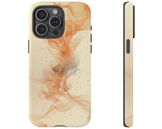 Christian Cross Abstract Waves - Tough Phone Case: iPhone, Galaxy, Pixel - Lifetime Warranty