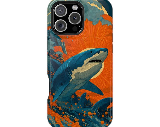 Shark Abstract Orange Waves Phone Case: iPhone, Galaxy, Pixel - Lifetime Warranty