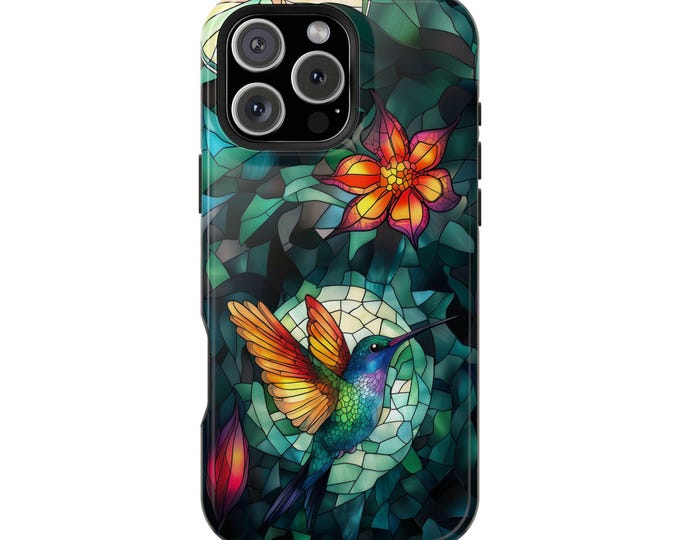 Colorful Hummingbird Stained Glass Phone Case: iPhone, Galaxy, Pixel - Lifetime Warranty