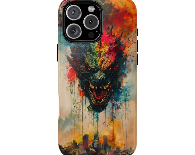 Dripping Kaiju Rain Color Cityscape Titan Monster Phone Case: iPhone, Galaxy, Pixel - Lifetime Warranty