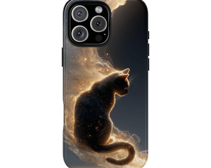 Cat Silhouette Celestial Smoke Kitty Phone Case: iPhone, Galaxy, Pixel - Lifetime Warranty
