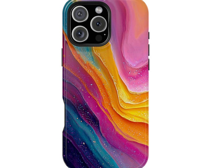 Pink Orange Paint Swirls Marble Colors Phone Case: iPhone, Galaxy, Pixel - Lifetime Warranty