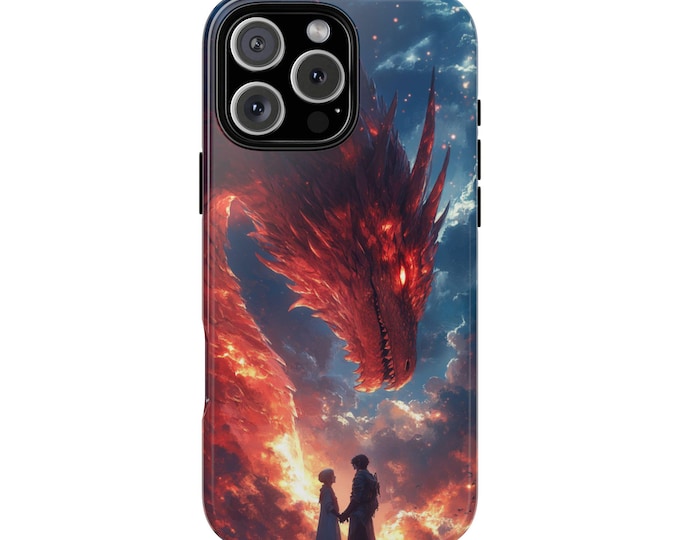 Red Dragon Knight Girl Magical Glow Phone Case: iPhone, Galaxy, Pixel - Lifetime Warranty
