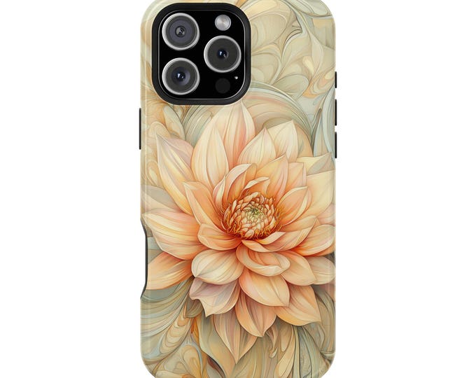 White Dahlia Swirling Abstract Floral Phone Case: iPhone, Galaxy, Pixel - Lifetime Warranty
