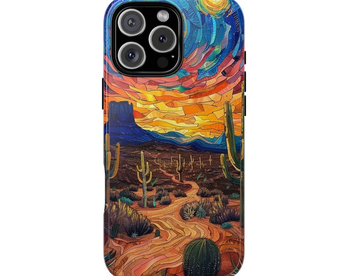 Desert Sunset Van Gogh Glass Phone Case: iPhone, Galaxy, Pixel - Lifetime Warranty