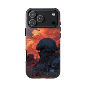Phone Ink - Soldier Helmet Battle Aftermath Broken Sunset Case: iPhone | Galaxy | Pixel - Lifetime Warranty