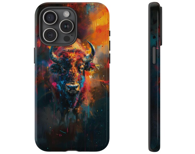 Buffalo Abstract Oil Art Phone Case: iPhone, Galaxy, Pixel - Lifetime Warranty